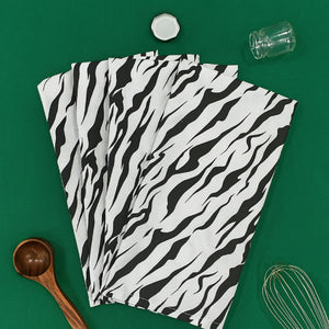 Cotton White Tiger Stripe Kitchen Towels Pack Of 4 freeshipping - Airwill