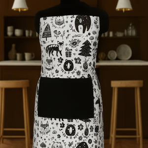 Cotton Wild Animals With Solid Pocket Free Size Apron