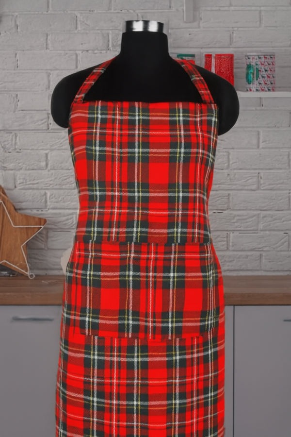 Cotton Xmas Check Free Size with Adjustable Buckle Apron