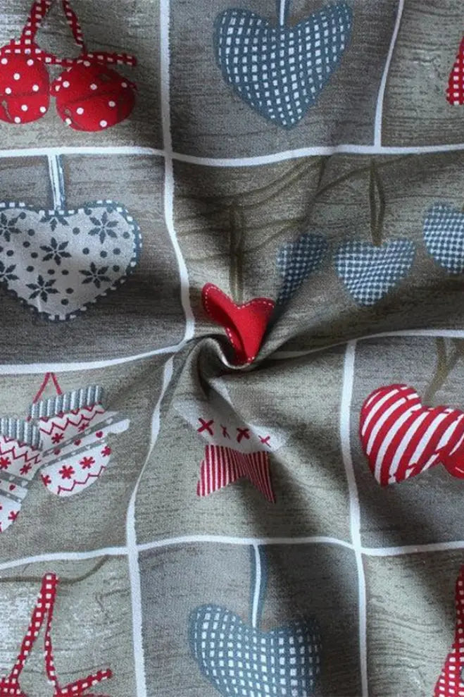 Cotton Xmas Heart With Solid Pocket Free Size Apron