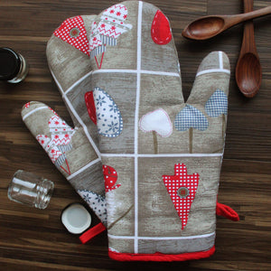 Cotton Xmas Heart Oven Gloves Pack of 2