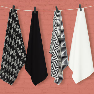 Cotton Zig-Zag Black and White Kitchen Towels Pack Of 4 freeshipping - Airwill