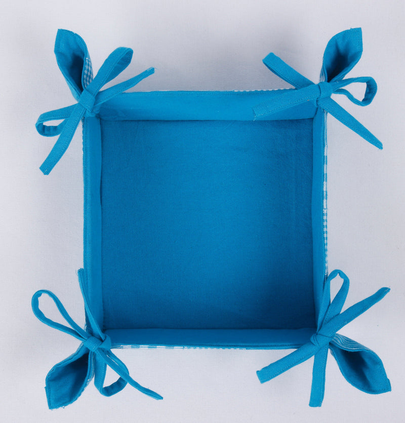 Cotton Track Dobby Blue Checked Bread Basket