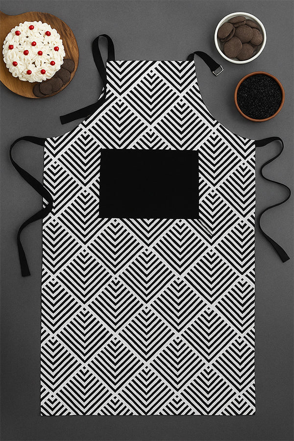 Cotton Diamond Check With Solid Pocket Free Size Apron