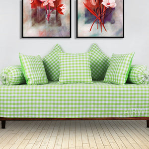 Cotton Opulent Diwan Set Online Green & White