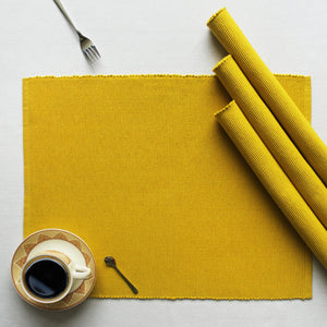 Cotton Solid Lemon Yellow Table Placemats Pack Of 4 freeshipping - Airwill