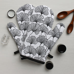 Cotton Single Leaf Black Oven Gloves Pack Of 2