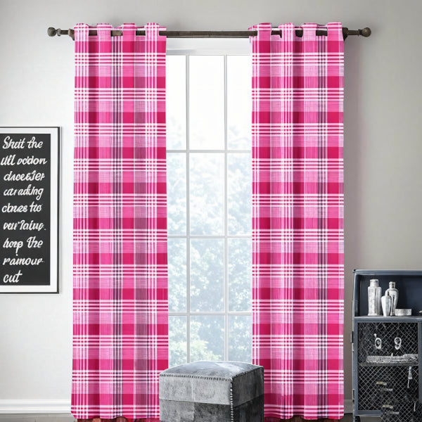 Cotton Track Dobby Pink 9ft Long Door Curtains Pack Of 2