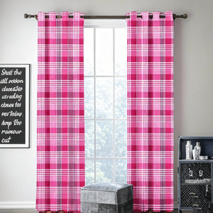 Cotton Track Dobby Pink 9ft Long Door Curtains Pack Of 2