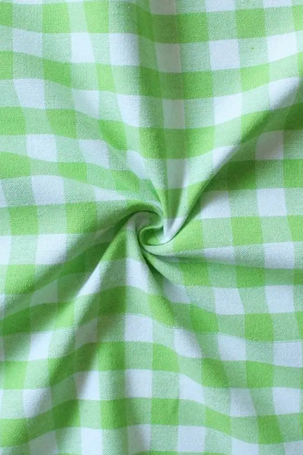 Cotton Gingham Check Green Free Size Apron