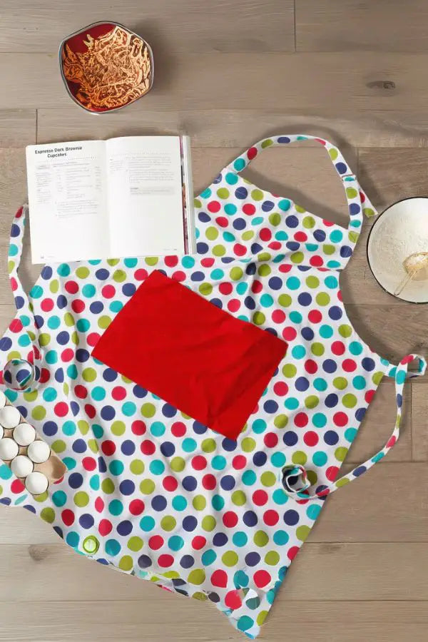 Cotton Singer Dot with Solid Pocket Free Size Apron