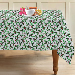 Cotton Xmas Design Printed Leaf with Lurex - Table Cloth 6/8 Seater, Pack of 1 pc freeshipping - Airwill