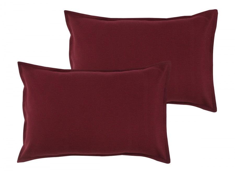 Cotton Solid Maroon Pillow Covers Pack Of 2 Airwill