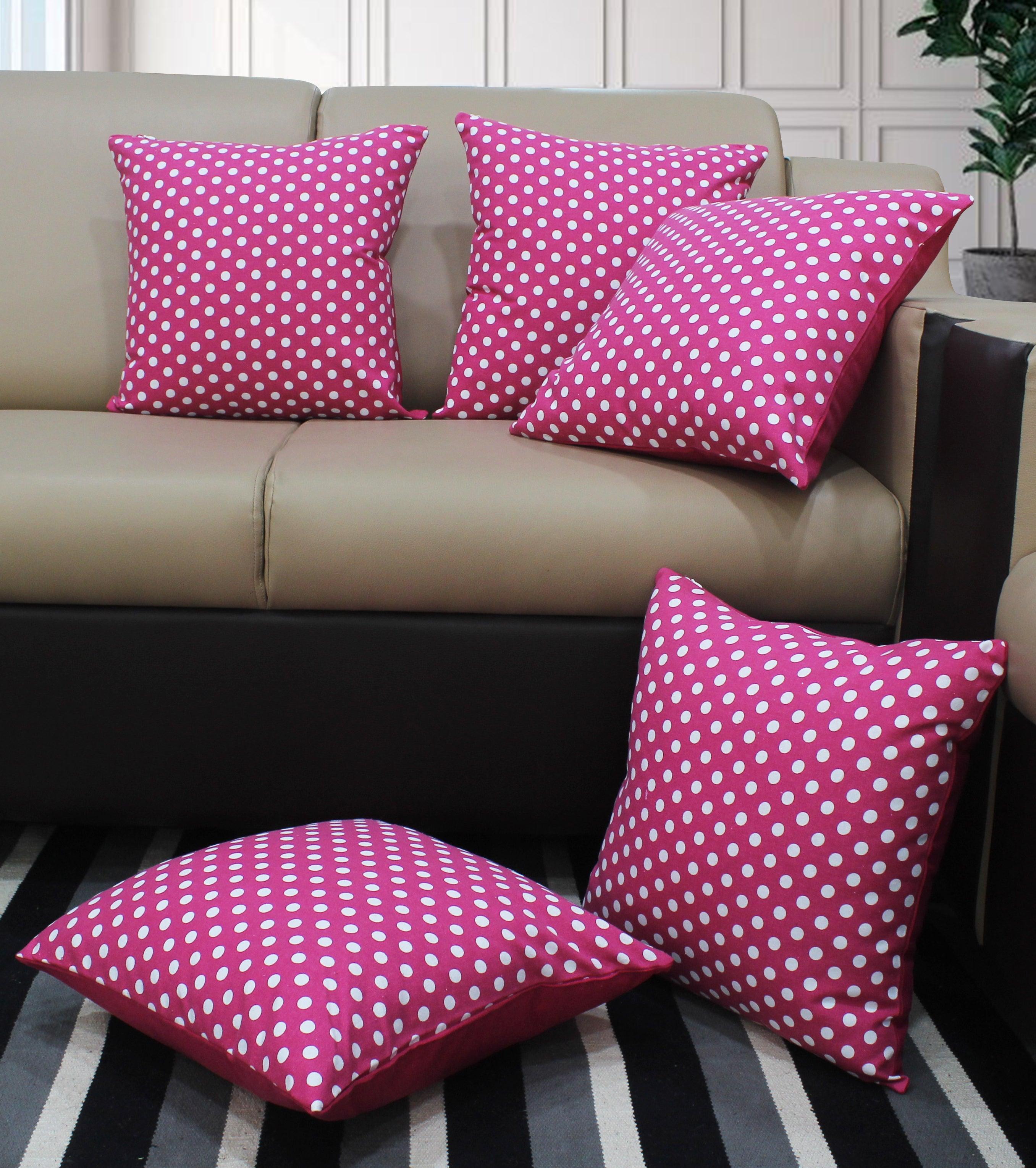 Pink polka dot clearance cushion