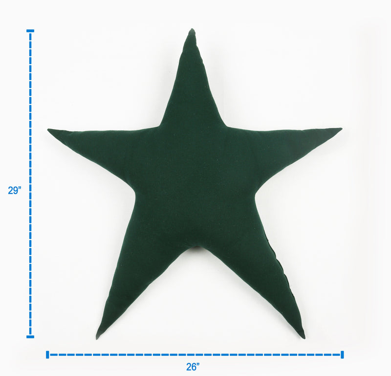 Cotton Christmas Solid Green Pattern Designed, Bell / Candy / Star / Tree Shaped Cushion with Recron Filled Pack Of 1 pc