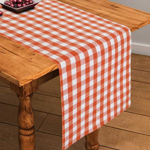 Cotton Gingham Check Orange 152cm Length Table Runner Pack Of 1 freeshipping - Airwill