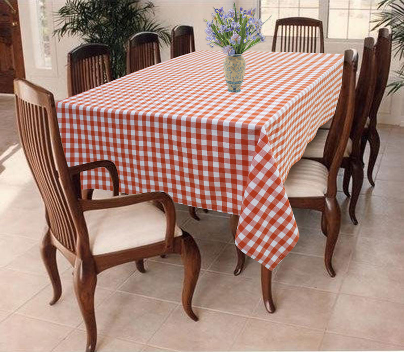 Cotton Gingham Check Orange 2 Seater Table Cloths Pack Of 1