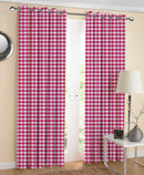 Cotton Gingham Check Rose 5ft Window Curtains Pack Of 2
