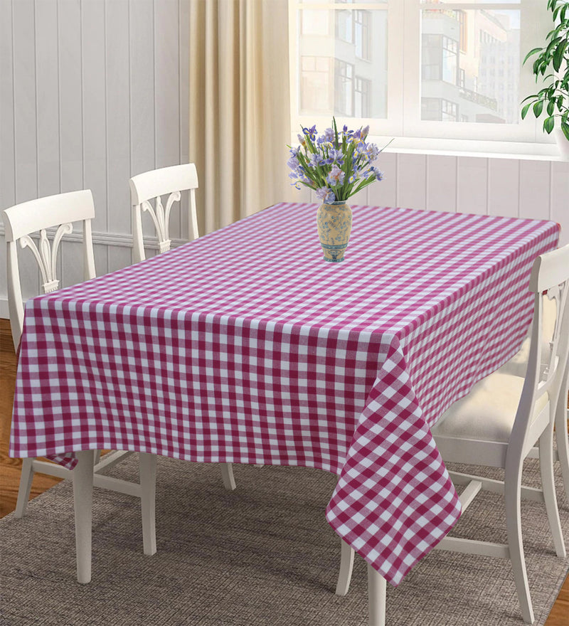 Cotton Gingham Check Rose 8 Seater Table Cloths Pack Of 1
