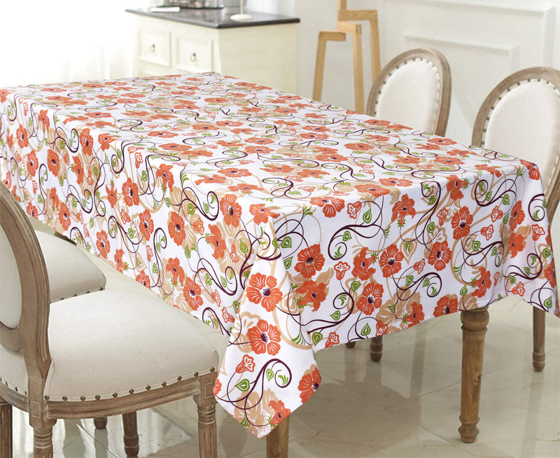 Cotton Orange Flower Table Cloths Pack Of 1 - (2 to 8 Seaters)