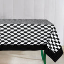 Cotton Classic Diamond Black With Plain Attached Border Table Cloths Pack Of 1 - (2 to 8 Seaters)