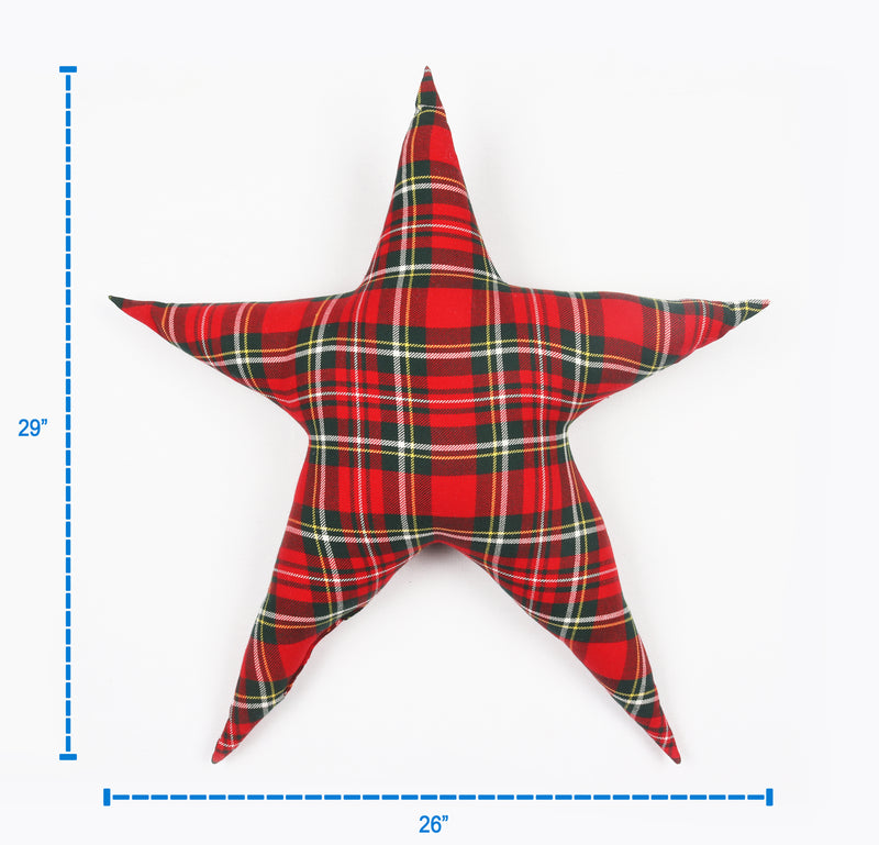 Cotton Christmas Checks with Sentiment Designed, Bell / Candy / Star / Tree Shaped Cushion with Recron Filled Pack Of 1 pc