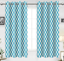 Cotton Classic Diamond Sea Blue 7ft Door Curtains Pack Of 2