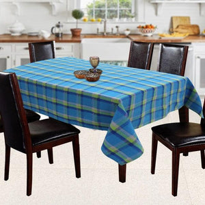 Cotton Iran Check Blue 6 Seater Table Cloths Pack Of 1 freeshipping - Airwill