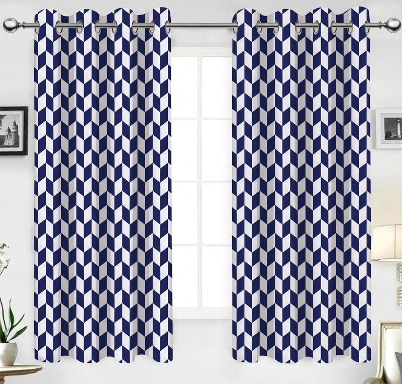 Cotton Classic Diamond Royal Blue 7ft Door Curtains Pack Of 2
