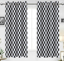 Cotton Classic Diamond Black Long 9ft Door Curtains Pack Of 2