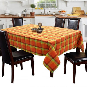 Cotton Iran Check Orange 6 Seater Table Cloths Pack Of 1 freeshipping - Airwill