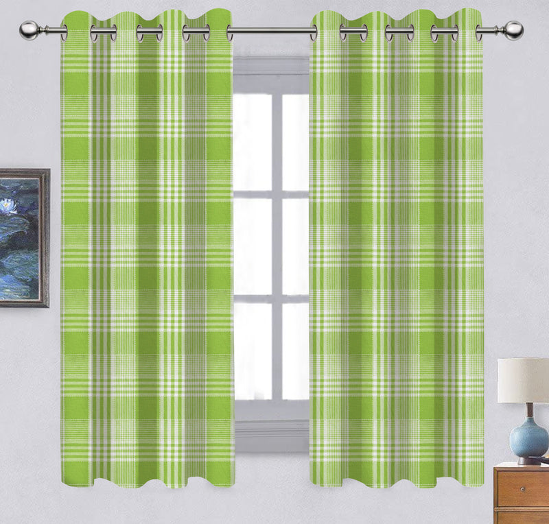 Cotton Track Dobby Green 7ft Door Curtains Pack Of 2