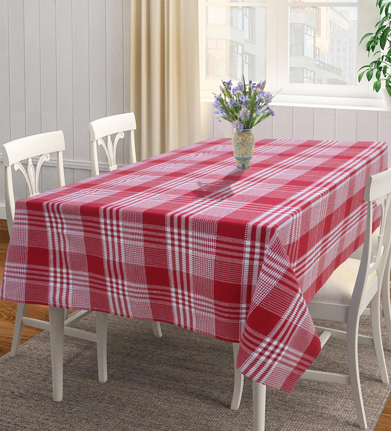 Cotton Track Dobby Red 8 Seater Table Cloths Pack Of 1