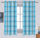 Cotton Track Dobby Blue Long 9ft Door Curtains Pack Of 2