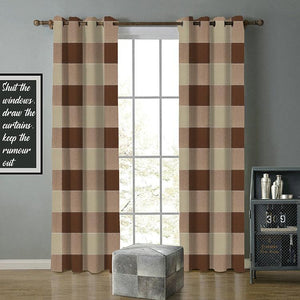 Cotton 4 Way Dobby Brown 9ft Long Door Curtains Pack Of 2