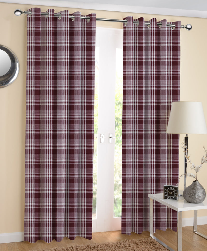 Cotton Track Dobby Maroon 5ft Window Curtains Pack Of 2