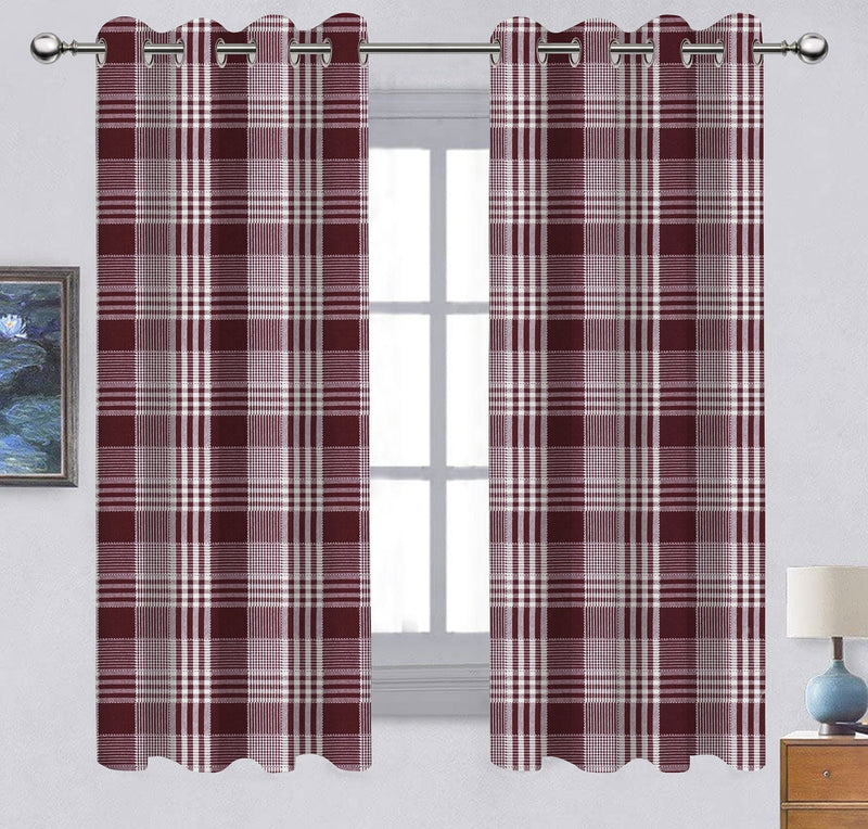 Cotton Track Dobby Maroon Long 9ft Door Curtains Pack Of 2