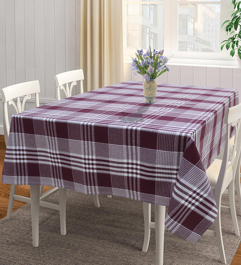 Cotton Track Dobby Maroon 8 Seater Table Cloths Pack Of 1