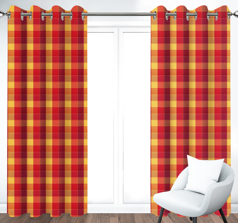 Cotton Dobby Red 5ft Window Curtains Pack Of 2