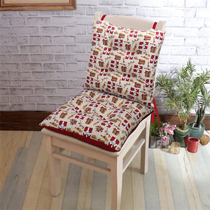 Cotton Xmas Gift box Maroon Chair Pads, Pack Of 2