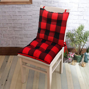 Cotton Xmas Big Check Chair Pads, Pack Of 2