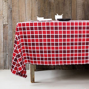 Cotton Xmas Red Check 6 seater Table Cloths