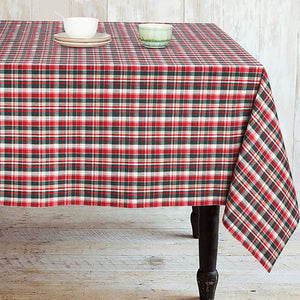Cotton Xmas Check Green with Red 6 seater Table Cloths