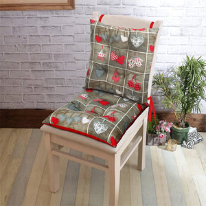 Cotton Xmas Heart Chair Pads, Pack Of 2