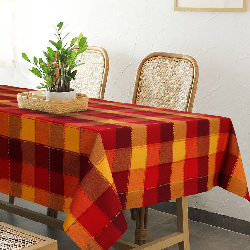 Cotton Dobby Red 4 Seater Table Cloths Pack Of 1