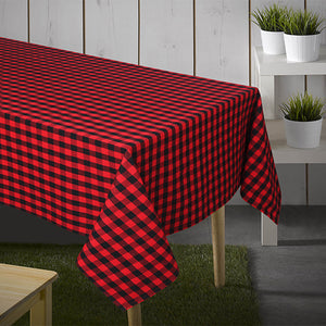 Cotton Xmas Red and black Check 6 seater Table Cloths