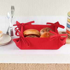 Cotton Cotton Solid Red Bread Basket Pack Of 1