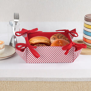 Cotton Xmas Candy Stripe Red Bread Basket Pack of 1