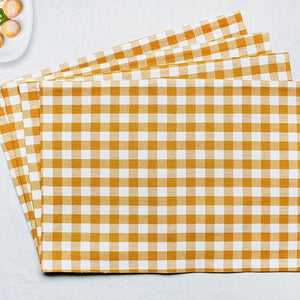 Cotton Gingham Check Yellow Table Placemats Pack Of 4 freeshipping - Airwill