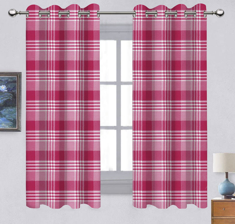 Cotton Track Dobby Red 9ft Long Door Curtains Pack Of 2